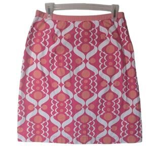 Boden pink white geometric pattern mini casual skirt size 6
